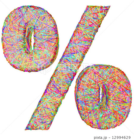 Percent sign composed of colorful striplines isolated on white Percent sign composed of colorful striplines isolated on white 12994629