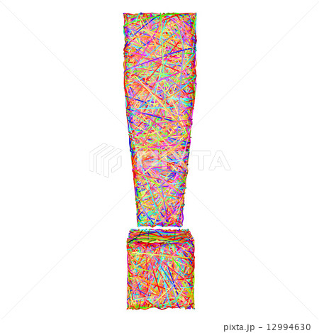 Exclamation mark composed of colorful striplines isolated on white Exclamation mark composed of colorful striplines isolated on white 12994630