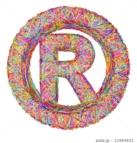 Registered sign composed of colorful striplines isolated on white 12994632