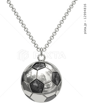 Silver pendant in shape of soccer ball on chain 12994816