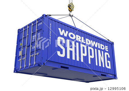 World wide Shipping - Red Hanging Cargo Container. 12995106