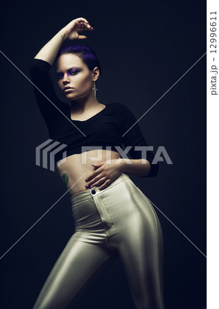 woman with violet hair 12996611