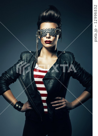 sexy girl in leather jacket 12996832