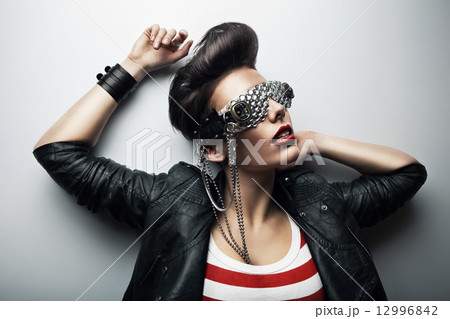 pretty woman in black leather jacket 12996842