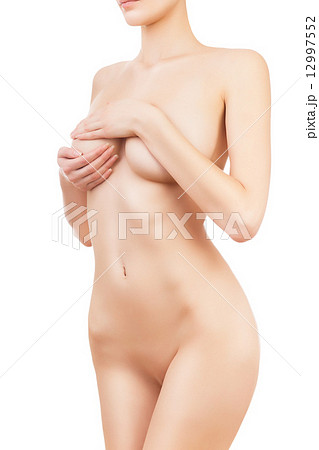 woman holding her right breast woman holding her right breast 12997552