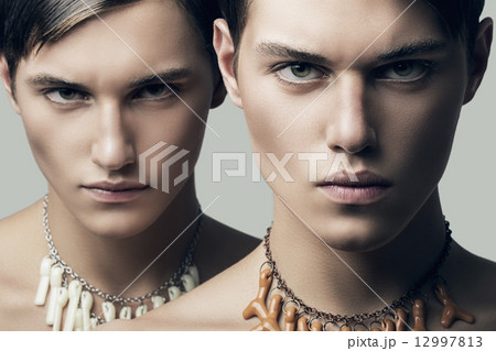 handsome sensual men in necklaces 12997813