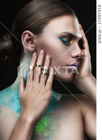 woman with paint on neck woman with paint on neck 12997918