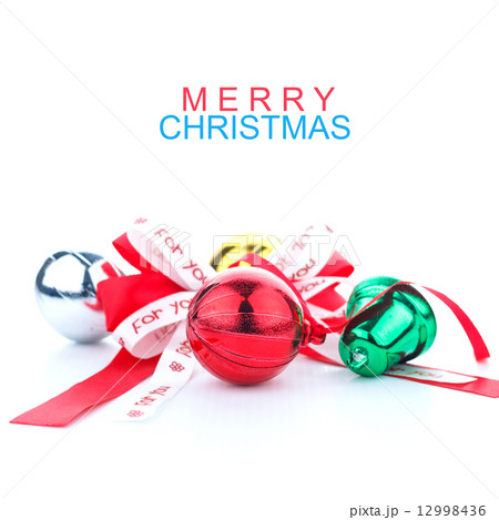 Colorful christmas ball decoration  on white with space for text 12998436