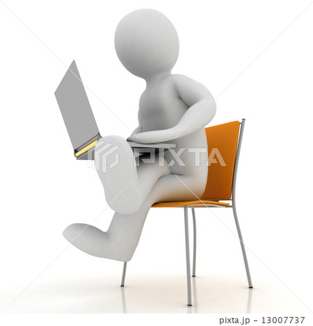 man sits on a chair with laptop man sits on a chair with laptop 13007737