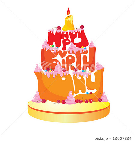 Cake Formed From Happy Birthday Text - on white background. Cake Formed From Happy Birthday Text - on white background. 13007834