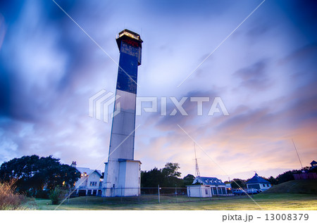 Charleston lighthouse at night  located on Sullivan's Island in 13008379