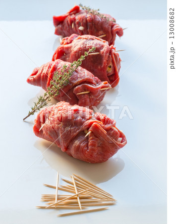 Beef roulades are prepared and cooked 13008682