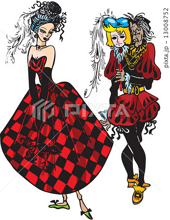masquerade party - old cunning man seduce young silly girl 13008752