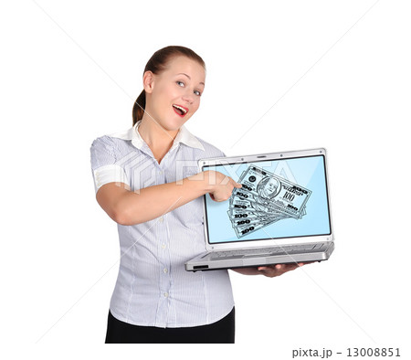 dollars on screen laptop 13008851