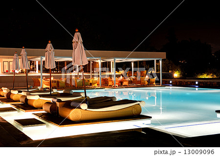 Swimming pool and bar in night illumination at the luxury hotel, Swimming pool and bar in night illumination at the luxury hotel, 13009096