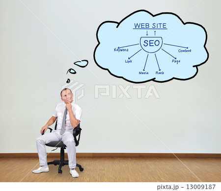 man thinking about seo 13009187