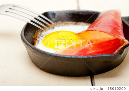 egg sunny side up with italian speck ham egg sunny side up with italian speck ham 13010200