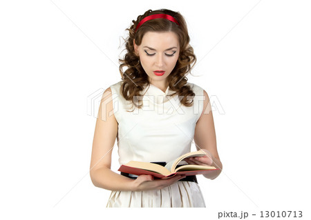 Image of pinup woman reading book Image of pinup woman reading book 13010713