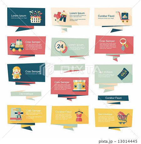 shopping banner flat design background set, eps10 shopping banner flat design background set, eps10 13014445