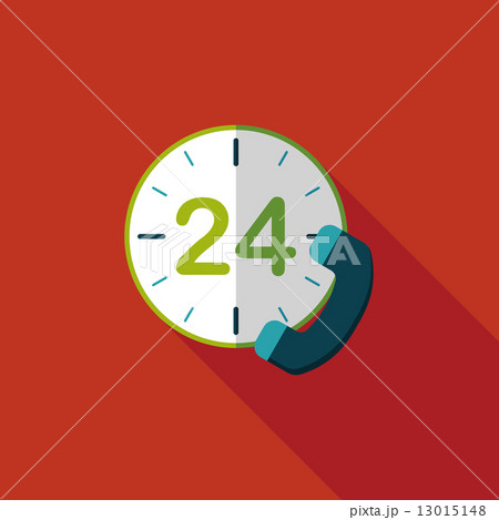24 hours customer phone service flat icon with long shadow,eps10 13015148