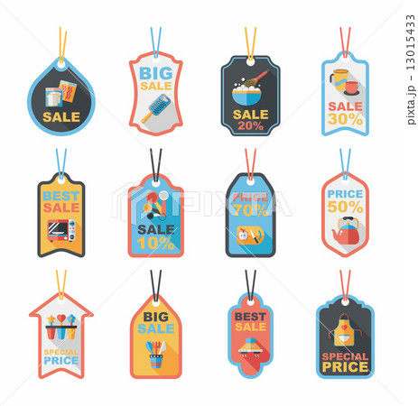 Kitchenware tag flat banner background set, eps10 Kitchenware tag flat banner background set, eps10 13015433