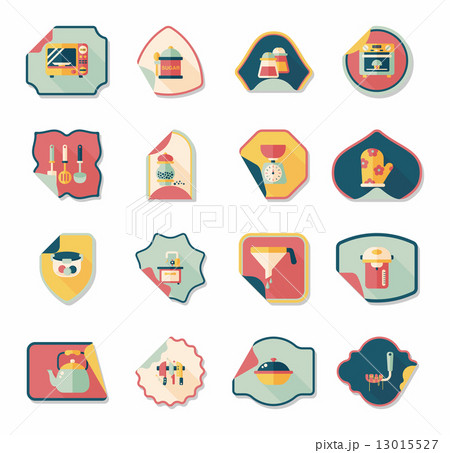 Kitchenware sticker flat banner background set, eps10 13015527