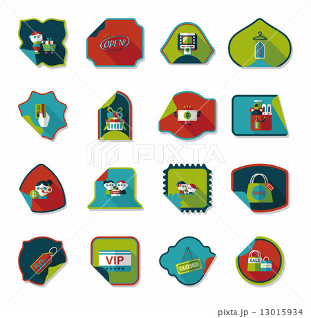 shopping sticker banner flat design background set, eps10 13015934