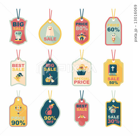 Halloween tag banner flat background set, eps10 13016069