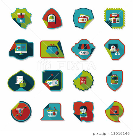 shopping sticker banner flat design background set, eps10 13016146