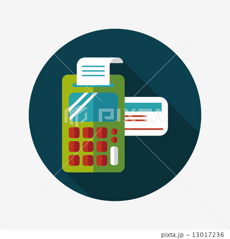 Shopping credit card machine flat icon with long shadow,eps10 13017236