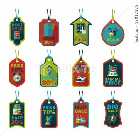 shopping tag banner flat design background set, eps10 13017325
