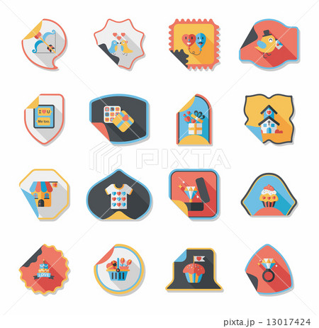 Valentine***s Day sticker banner flat design background set, eps 13017424