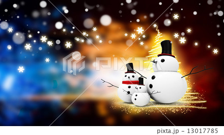 snowman family with light star 13017785