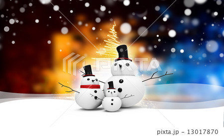snowman family with light star 13017870