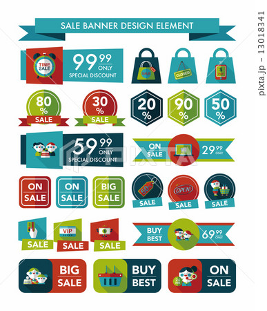 shopping sale banner flat design background set, eps10 13018341