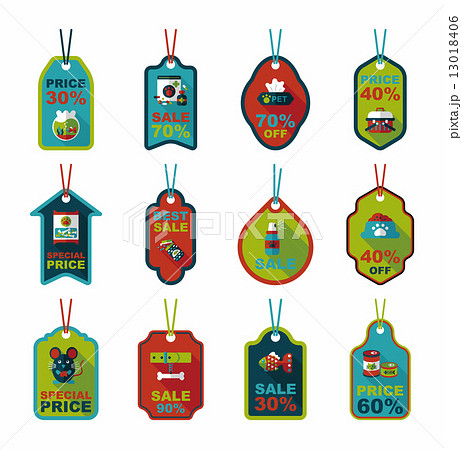 Pet tag flat banner design background set, eps10 13018406