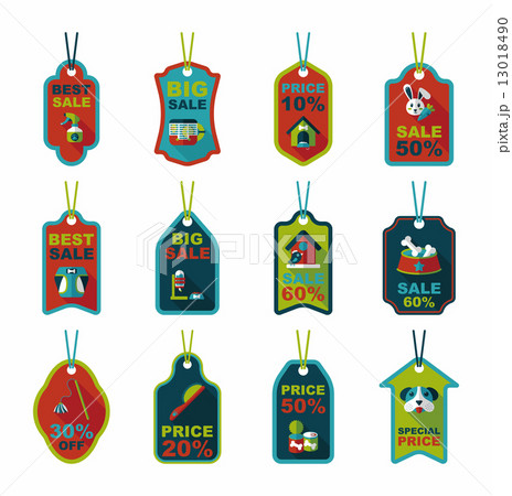 Pet tag flat banner design background set, eps10 13018490