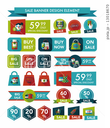 shopping sale banner flat design background set, eps10 13018670