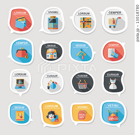 shopping speech bubble flat design background set, eps10 13018780