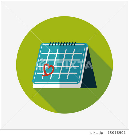 Valentine's Day February fourteen calendar flat icon with long s 13018901