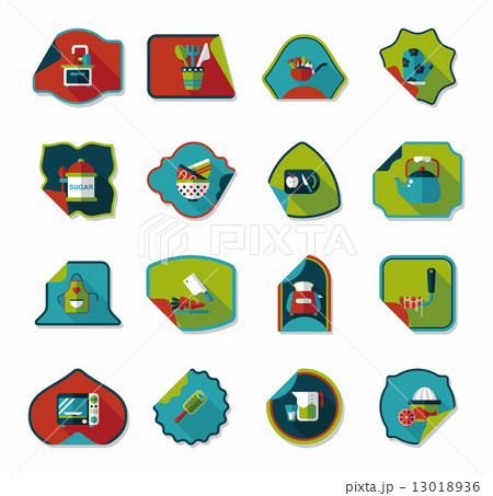 Kitchenware sticker flat banner background set, eps10 13018936
