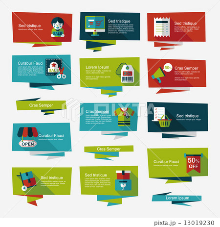 shopping banner flat design background set, eps10 13019230