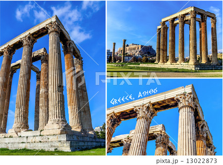 Postcard of ruins of ancient temple of Zeus, Athens, Greece Postcard of ruins of ancient temple of Zeus, Athens, Greece 13022873