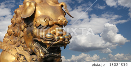 A bronze Chinese dragon statue in the Forbidden City. Beijing, China 13024356