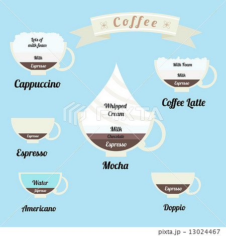 infographics set: types of coffee drinks 13024467