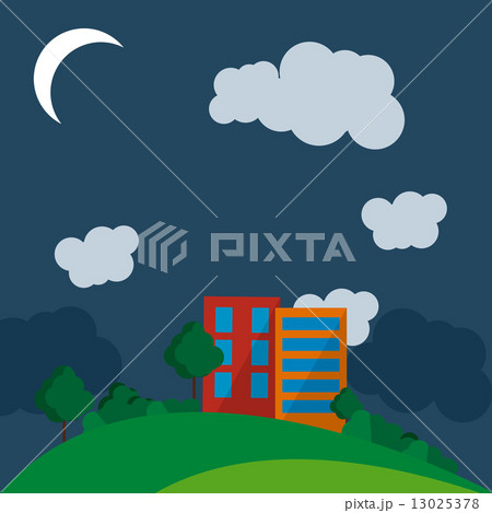 Flat Style Urban Landscape at night 13025378