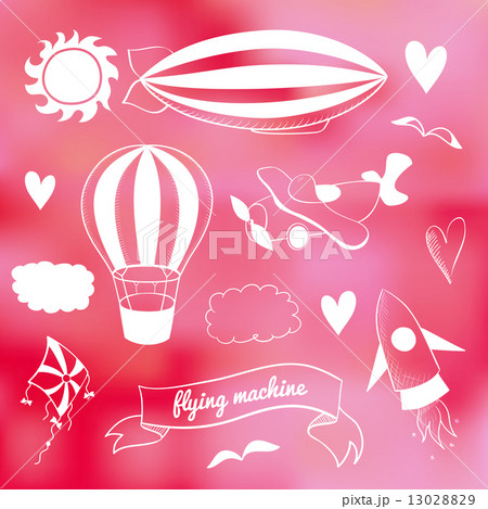 Romantic vector set with flying transport Romantic vector set with flying transport 13028829