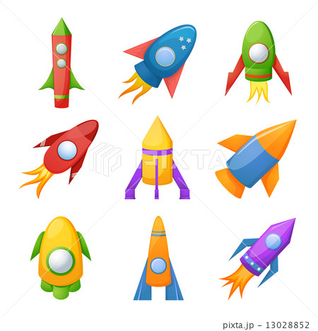 Cartoon rocket 3D vector illustration set 13028852