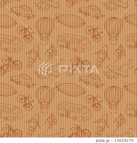 Sketches means of transport, vintage vector seamless pattern 13029270
