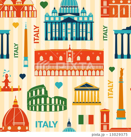 Landmarks of Italy seamless pattern 13029375